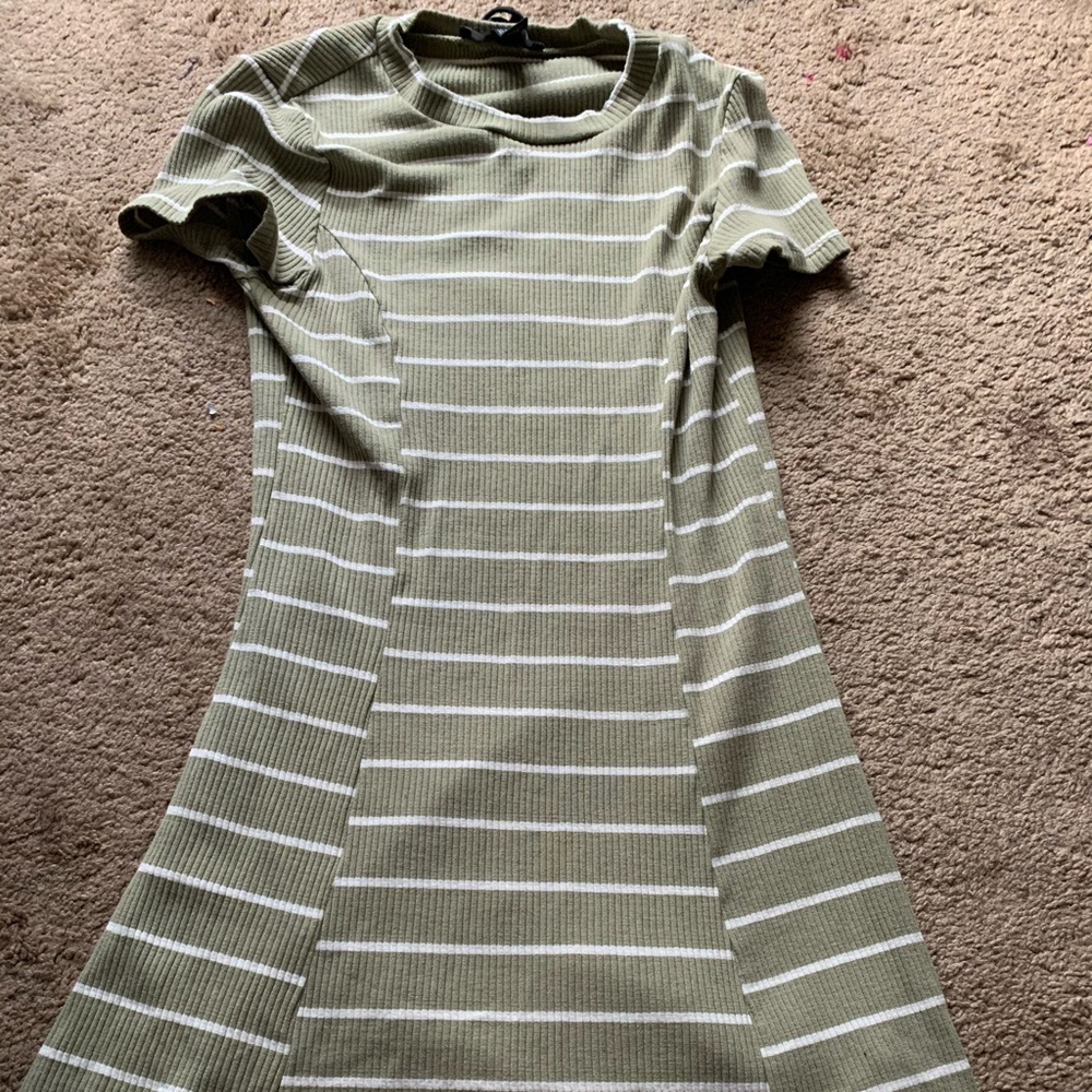 Body con green striped dress